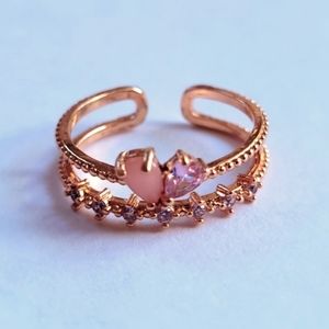 Rose Gold Tone Cubic Zirconia Bjoux Stacking Ring
